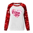 thumbnail image 4 of VALMASS Chandails en Molleton à Col Rond pour Femmes de la Saint-Valentin Manches Raglan Hauts Décontractés Mode Imprimé Cœur Pull Blouses (2TG, F Rouge), 4 of 4