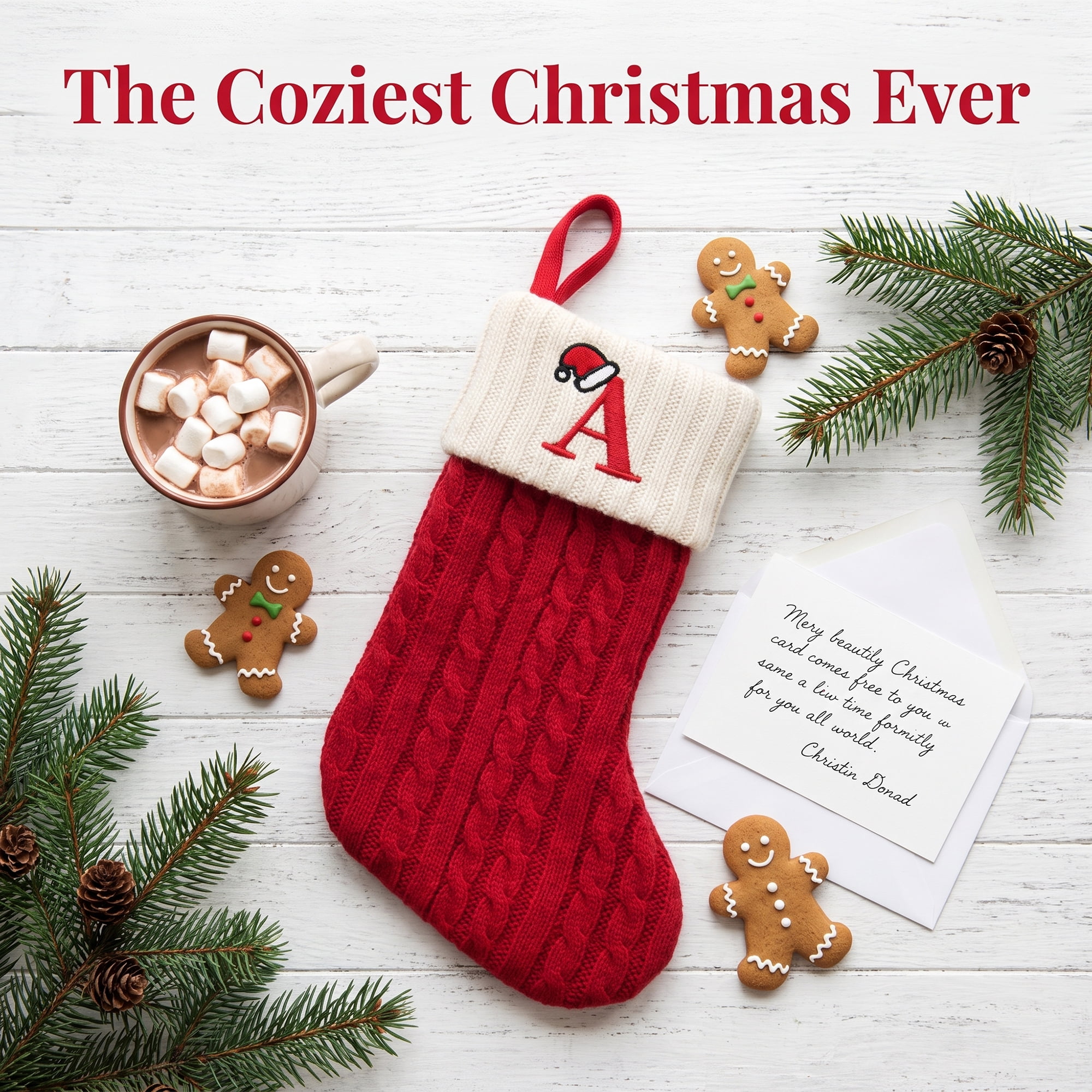 Unique Bargains Cartoon Christmas Luxury Grand Hearth Accent Stocking Letter A 8"