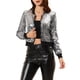 thumbnail image 1 of Chaqueta bomber corta con cremallera de manga larga con lentejuelas para mujer INSPIRE CHIC XL plateada, 1 of 1