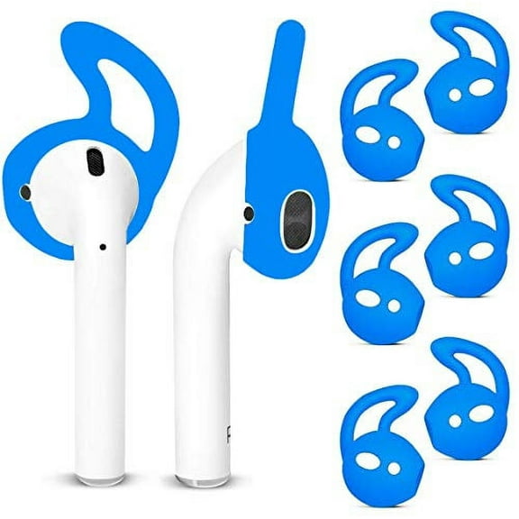 Earbud Covers for Airpods, Secure-Fit Silicone Ear Tips Enhance-Wing Earbuds Compatible with Apple AirPods 1 & AirPods 2 or EarPods Headphones, Blue, Pair of 4