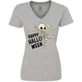 thumbnail image 3 of Inktastic Happy Halloween with Dancing Skeleton Women's V-Neck T-Shirt, 3 of 5