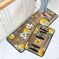 thumbnail image 3 of Buffalo Plaid Bee Sunflower Wood Home Spring Kitchen Rugs and Mats Set of 2, Summer Home Decor Low-Profile Kitchen Mats for Floor 17"x47"+17"x30", 3 of 6