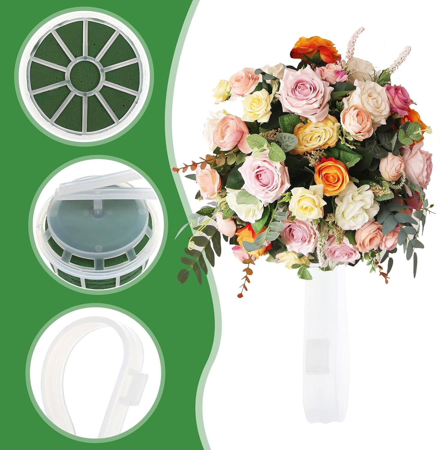 ABCISI 4 Pcs Bouquet Wedding Supplies Flower Arrangement Foam Wedding Decor Bridal Fresh Flower Holder Flower Holder Handle Decoration Handle Fall Autumn Bride Suite Plastic