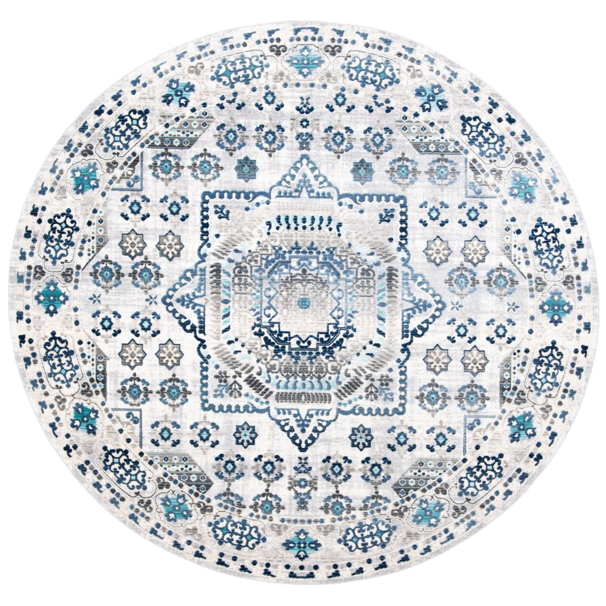 SAFAVIEH Aria Kristal Floral Bordered Area Rug, Grey/Cream, 4' x 6'