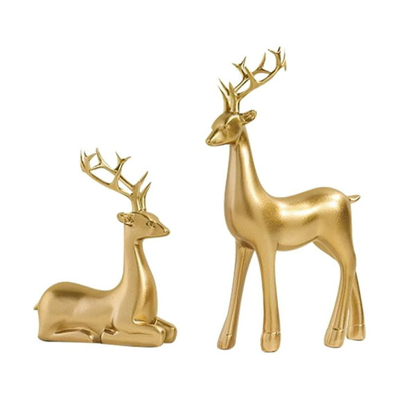 Modern Resin Ornaments Deer Figurines For Living Room Bookshelf & Home Decor (Set Of 2)