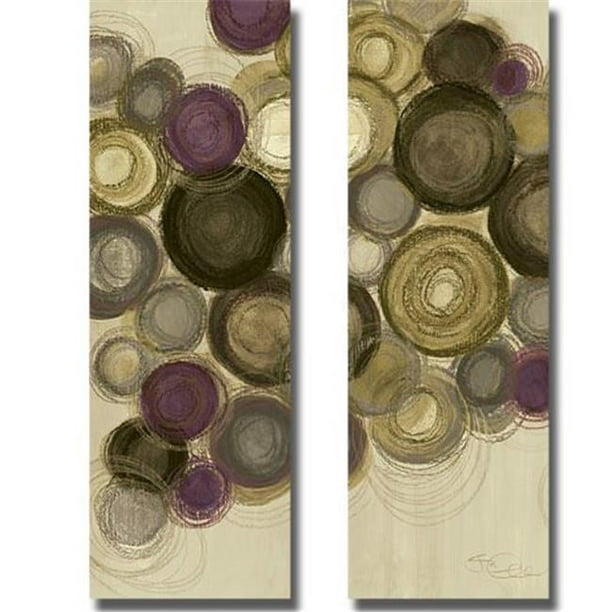 Panneau Fantaisie Violet III & IV par Jeni Lee Premium Giclée de Toile de Galerie Enveloppé Ensemble d'Art - Prêt-à-Accrocher & 44; 12 x 24 x 1,5 Po.