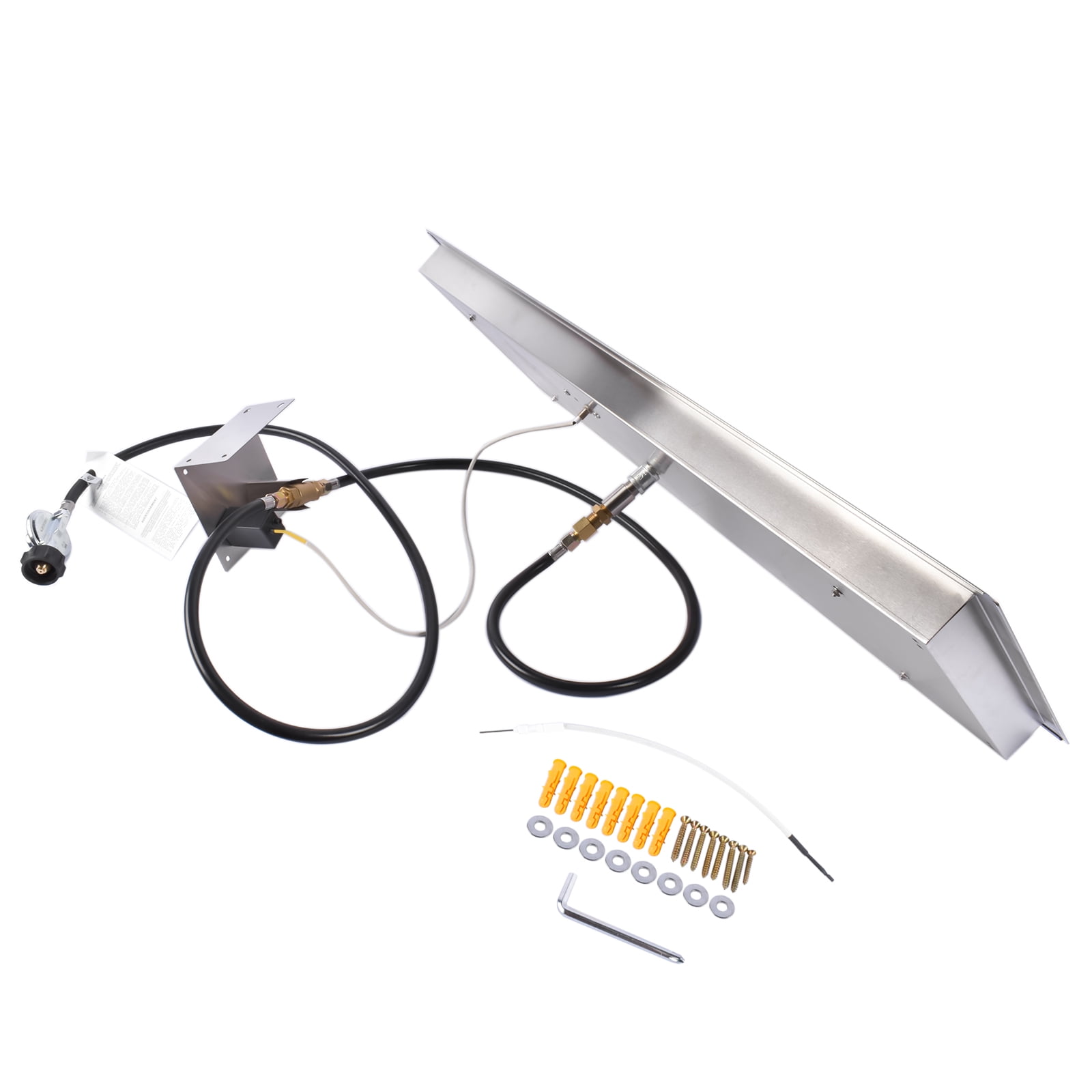 GELUOXI 36 x 12 inch Drop-in Fire Pit Pan, Rectangular Stainless Steel Fire Pit Burner Kit, Propane Gas Fire Pan 150,000 BTU with H-Burner for Indoor or Outdoor Use