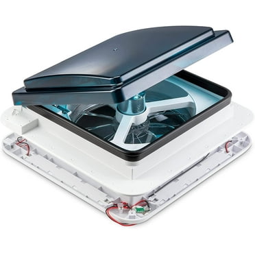 Hike Crew 11" RV Roof Vent Fan with LED Light, Adjustable, Manual Open/Close, Smoked Lid