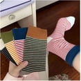 thumbnail image 4 of YooGuoGuo Women's 5 Pairs Striped Soft Crew Socks Casual Mid Calf Socks, 4 of 5