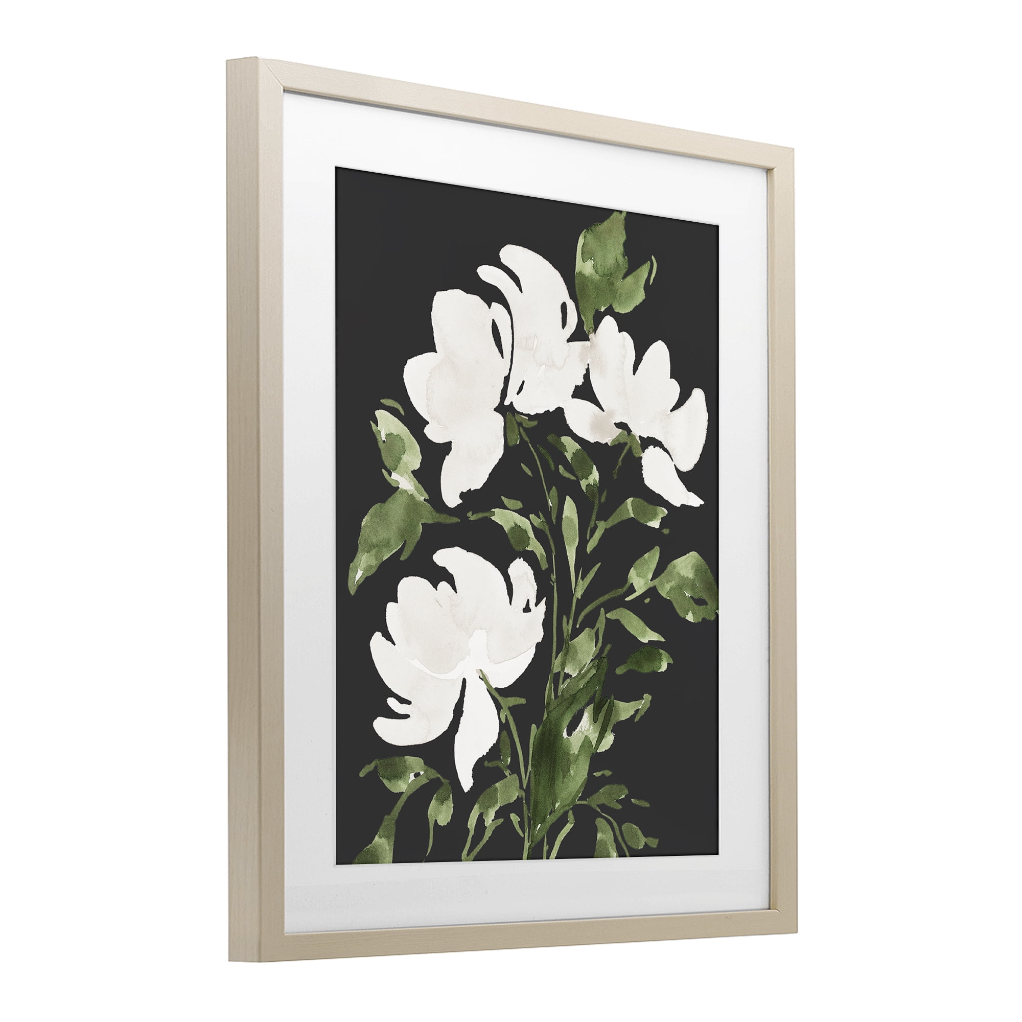 Stupell Industries White Over Black Floral Birch Framed Print Under Glass, design by Lucille Price