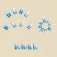 thumbnail image 4 of 24Pieces Square False Nails Mediums Long Frosted Blue Marine Life Design NonToxic For Travelers Students, 4 of 7