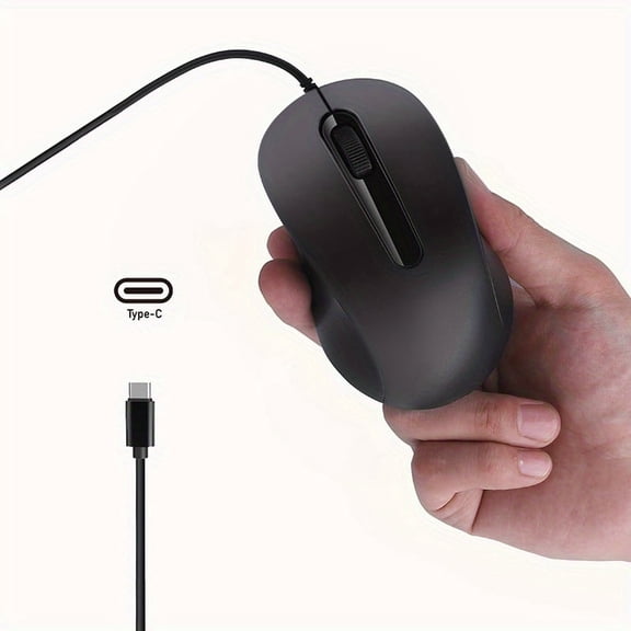 Mute Type C Wired Mouse Ergonomic Mini Optical Mause Home Office Mice for Laptop Tablet Windows Android Mac