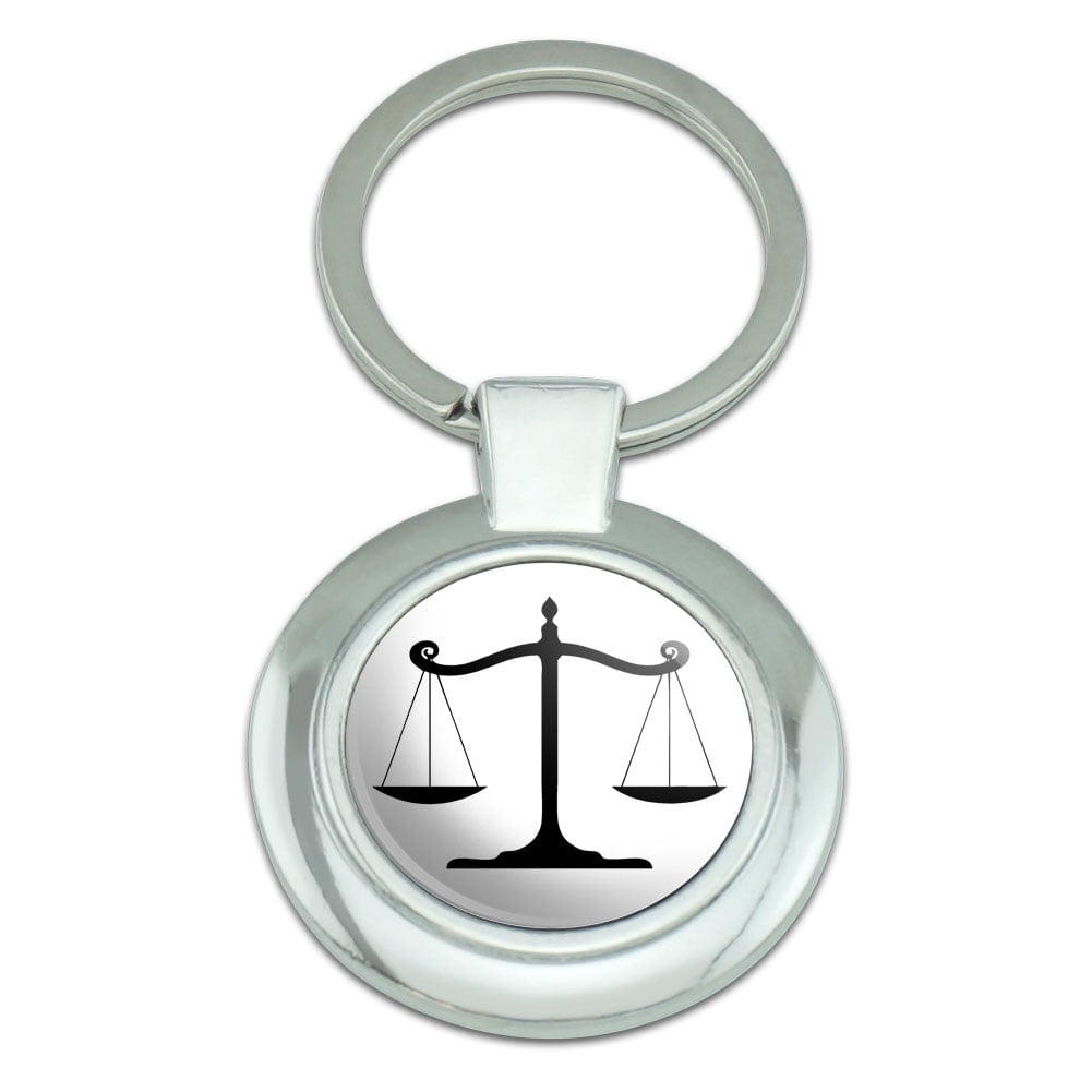 Balanced Scales of Justice Symbol Legal Lawyer B&W Classy Round Chrome