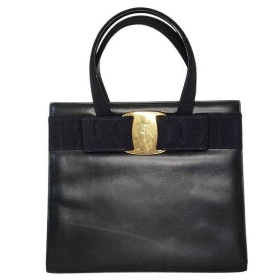 Pre-Owned Salvatore Ferragamo Vara handbag BA214178 navy leather women's