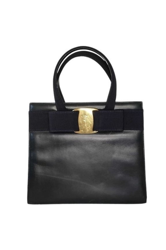 Pre-Owned Salvatore Ferragamo Vara handbag BA214178 navy leather women's