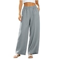thumbnail image 2 of Axiiglly Women's Casual Cotton Pants, Elastic Waist Stretch Work Pants with Pockets, Solid Color Outdoor Hiking Trousers, S-3XL, 2 of 7