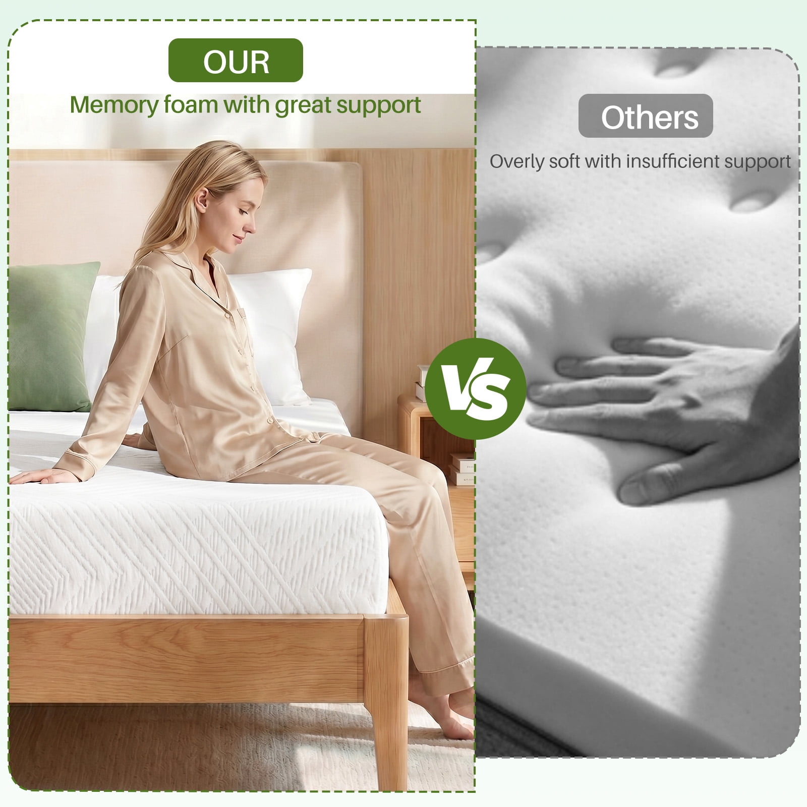 6 Inch Twin Gel Memory Foam Mattress， Medium-Firm Mattress in a box，Strong Support for Kids & Adults, Pressure Relief