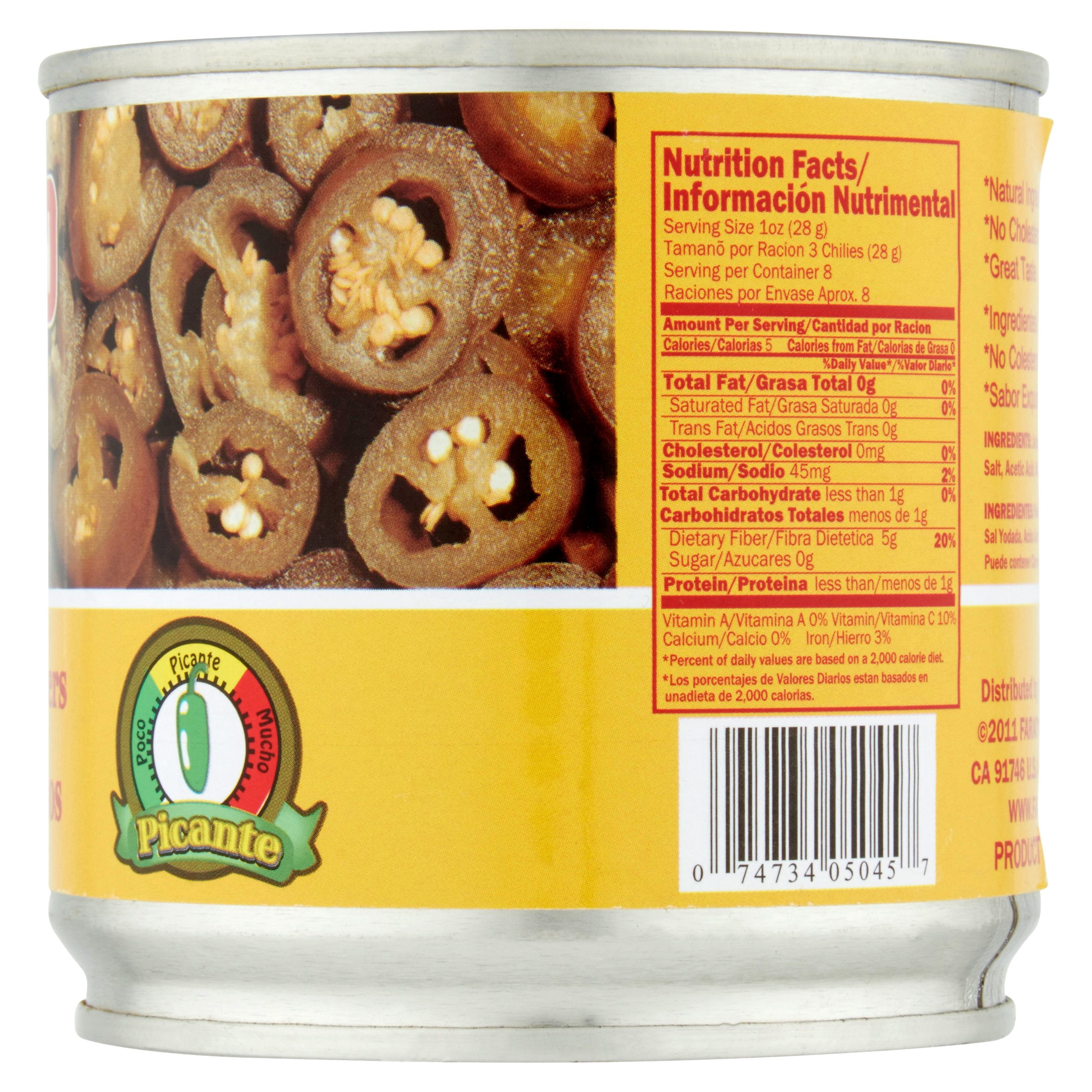 Faraon Nacho Sliced Jalapeno Peppers, 12 Oz