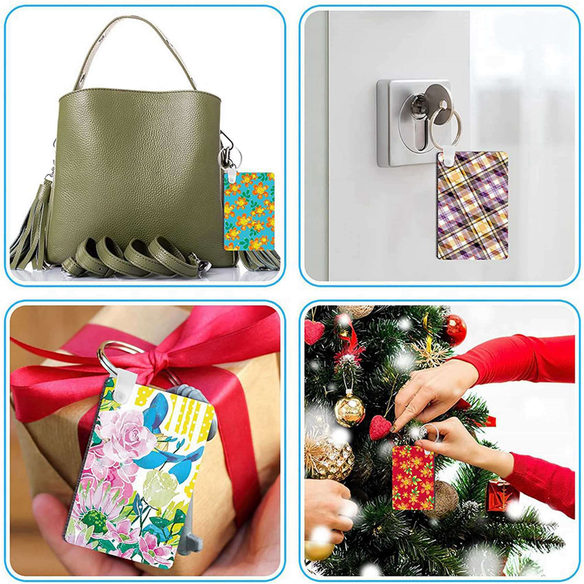 320Pcs Sublimation Keychain Blanks Set Key Rings Sublimation Blanks Heat Transfer Keychain Tassels MDF Blank-Rectangle