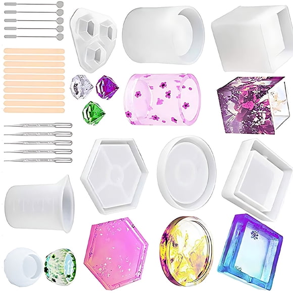 Yuarrent Posavasos de resina para manualidades, Kit de herramientas de moldes de Arte de resina de fundición, regalo creativo para Festival, Artesanía C
