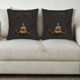 thumbnail image 3 of Set of 2 18x18in Throw Pillow Covers - Serene Meditating on Tree Root Surrounded by Nature-Inspired Branch Frame Perfect for Couch Bed Car, 3 of 8