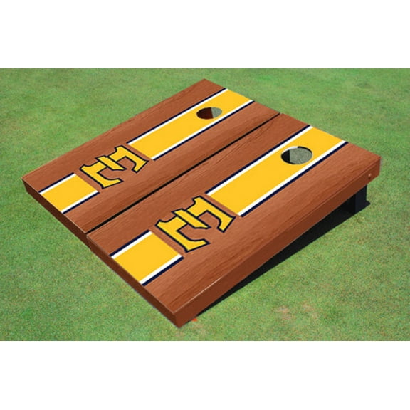 East Tennessee State University E Yellow Rosewood Matching Long Stripe Cornhole Boards