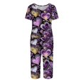 thumbnail image 6 of Kixjoy Lounge Sets for Women Sweat Capris Sets Short Sleeve Casual Fall Sweatsuits Classic Valentines Loose Fit Sweatsuits for Women with Pockets, Light Purple XL, 6 of 7
