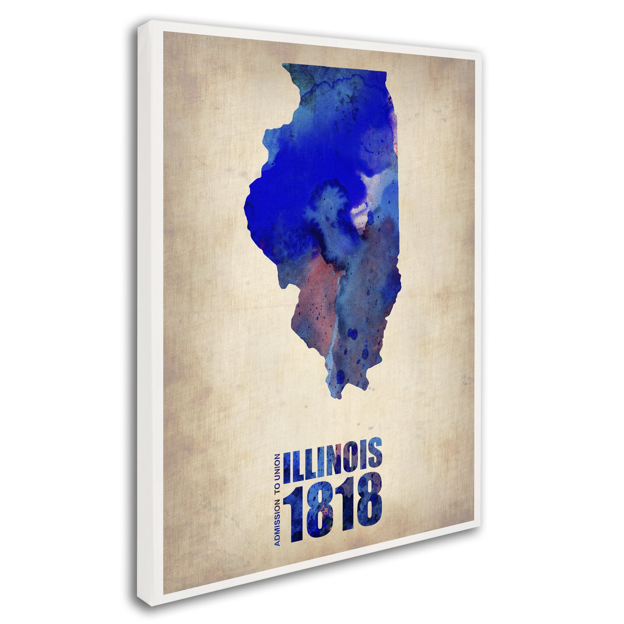 Trademark Fine Art "Illinois Watercolor Map" Canvas Art by Naxart