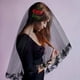 thumbnail image 4 of Velo de novia negro de dos capas de encaje para mujer, velo ligero que combina con todo con peine, accesorios para el cabello, 4 of 5