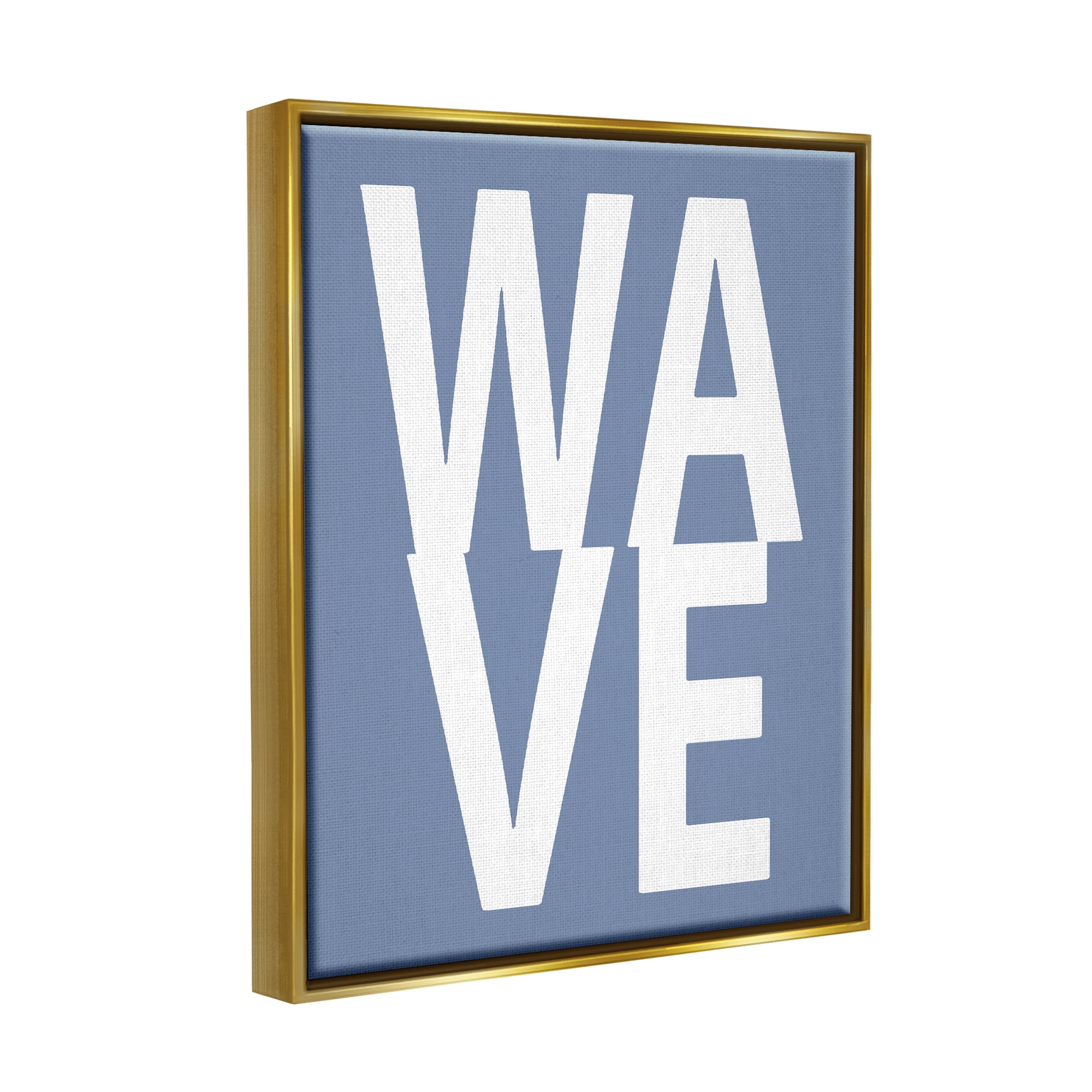 Stupell Industries Nautical Wave Text Nature Painting Gold Floater Framed Canvas Art Print Wall Art, 25 x 31