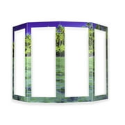 Portable Folding Rigid Honeycomb Corrugate Partition with 4 CLEAR panels - Tropical Print/Tropical Print 48L" x 24W" x 58H" with four 18L" x 50H" PET CLEAR windows