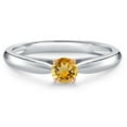 thumbnail image 3 of Gem Stone King 10K Two Tone Gold Yellow Citrine Engagement Ring for Women | 0.26 Cttw | Round 4MM | Gemstone November Birthstone | Size 8, 3 of 6