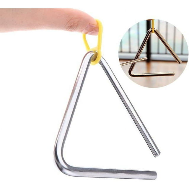 Triangle Hand Percussion with Striker,Rhythm Steel Triangles Music Instrument Engage Kids Musically with Striker Rhythm Triangle Hand Percussion Education Instrument, Available Sizes 4-10 inches