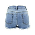 thumbnail image 5 of DondPO Womens Jeans,Shorts for Women Trouser Fashion Shorts Ankle Women Flares Shorts Solid Hole High Jeans Plus Size Pants Workout Shorts Women,Pants for Women,Blue Pants XXL, 5 of 7