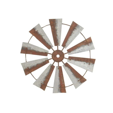 Brown Wheel - Decmode Farmhouse 30 Inch Distressed Brown Iron Wheel Wall Decor, Brown