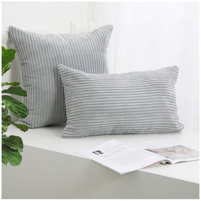 Decoraciones de Año Nuevo/Navidad Funda de Almohada Cuadrada Decorativa de Pana Suave Fundas de Cojín Funda de Almohada, Decoración del Hogar para Fiesta/Navidad 16x16 Pulgadas/40x40 cm, Juego de 2-Gris Claro-40*40cm Sincero Electrónica