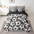 thumbnail image 2 of Castle Fairy Sport Soccer Bedding Comforter Set 7 Pieces for Boys Girls,Ball Gamer Football Full Bedding Set Lightweight,Black White Fitted Sheet Flat Sheet,Microfiber Bedroom Decor,Reversible, 2 of 8