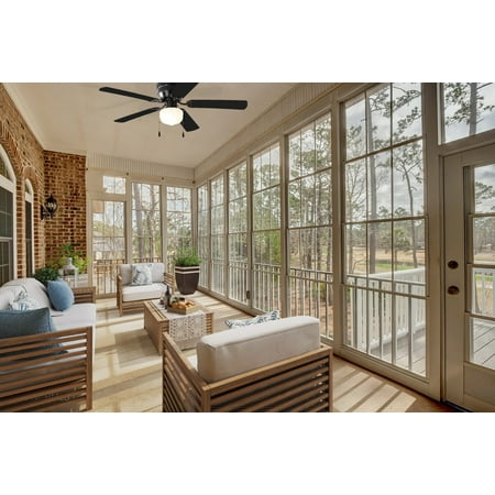 Mainstays 52 inch Hugger Indoor Ceiling Fan with Light Kit, Black, 5 Blades,, Reverse Airflow