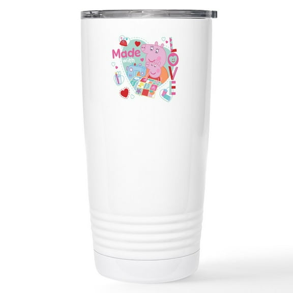 CafePress - Peppa Pig: Made With Love - Insulated Stainless Steel Travel Tumbler 20 oz.