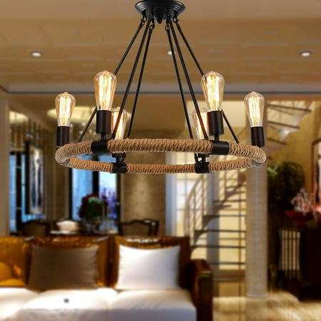 Wedlies Industrial Retro Style Hemp Rope Chandelier Pendant Lights Wedlies Industrial Retro Style Hemp Rope Chandelier Pendant Lights Lighting Fixtures Lamp Hanging Living Room Cafe Restaurant Decor Com