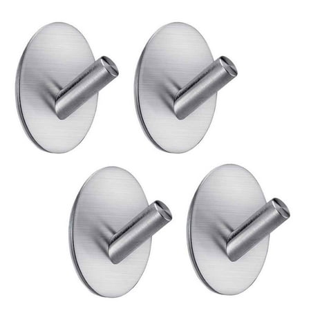 Round Self Adhesive - 4PCS Stainless Steel Self Adhesive Towel Round Hanger Robe Hats Bag Key Door Wall Hooks for Kitchen Bathroom