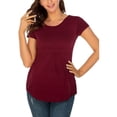 thumbnail image 4 of Vêtements de Grossesse Offres de l'Action de Grâce Liquidation Été Vêtements de Maternité pour Femmes Col Rond Manches Courtes Volants Pli Hauts de Grossesse, 4 of 5