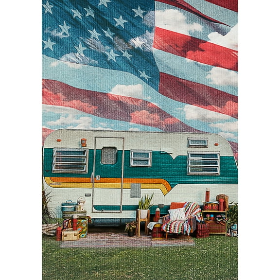 America Forever Patriotic Camping Garden Flag Double Sided USA Summer American Campsite Camping Trailer Van RV Camping Flags for Campers Seasonal Yard Outdoor Decorative Flag - 12.5 x 18 Inch
