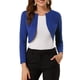 thumbnail image 1 of INSPIRE CHIC Cárdigan Corto de Manga Larga con Dobladillo Curvo para Mujeres Elegante Sólido en Azul, 1 of 1