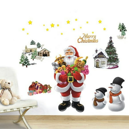 Merry Christmas Wallpaper 2019 Merry Christmas The Santa Claus Removable Wall Stickers Art Decals Mural DIY Wallpaper for Room Decal 50 * 70cm ()