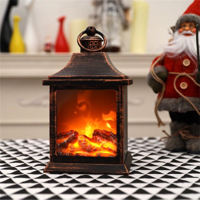 XWSHYW Decoraciones Navideñas Lámpara de Viento de Leña Navideña, Barra, Diseño de Escena de Escritorio, Lámpara de Chimenea, Lámpara de Aceite Portátil, Accesorios de Decoración Del Hogar para Venta