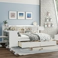thumbnail image 3 of Harper & Bright Designs Full Size Corner Bed Frame, Daybed with Storage Shelves & Drawers, Wooden L Shaped Beds with Study Desk, White, 3 of 15