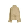 thumbnail image 4 of Women'S Cropped Trench Coat Double Breasted Short Jacket High Collar Fall Winter Coats Trendy Outfit with Belt Khaki M, 4 of 9