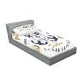thumbnail image 2 of Ambesonne Nautical Fitted Sheet & Pillow Sham Set, Lifeboy Rudder Captain, Twin, Pale Brown Blue White, 2 of 2