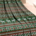 thumbnail image 3 of Red and Green Christmas Reindeer Pattern Blanket,Comfortable Soft Flannel Throw Blanket,All Season,Warm Lightweight Blankets for Sofa Bed Couch Living Room Chair,40"x50", 3 of 4